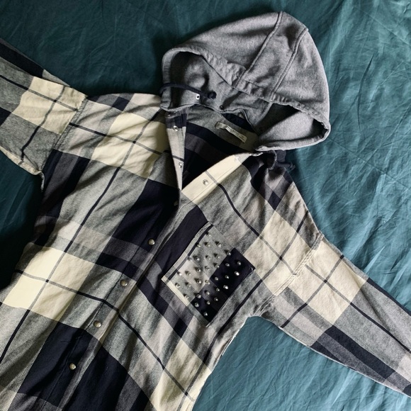 Zara Studded Flannel Hoodie Dress - Picture 2 of 4